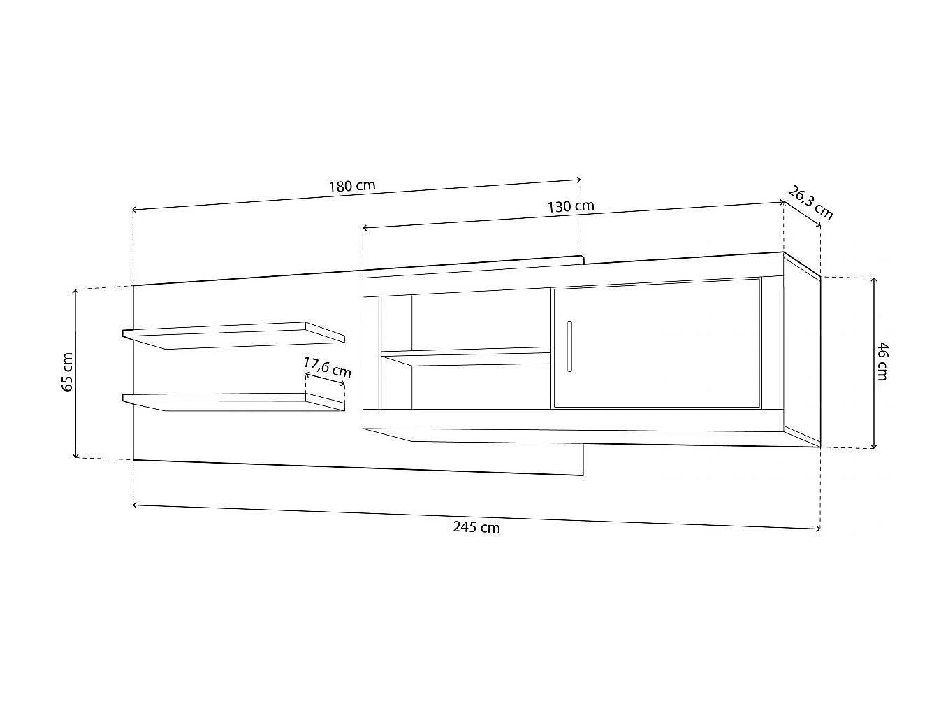 Módulo alto Nuka 1 puerta con respaldo Cambria - Blanco