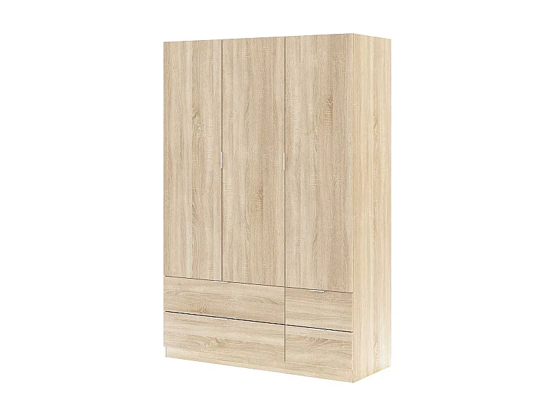 Armario LC 3 puertas + 4 cajones roble 200x135x52 cm