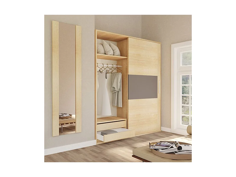 Armario 2 puertas correderas Uniq 180 Cambria - Grafito