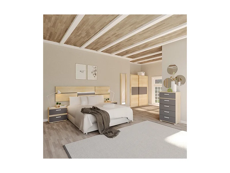 Armario 2 puertas correderas Uniq 180 Cambria - Grafito