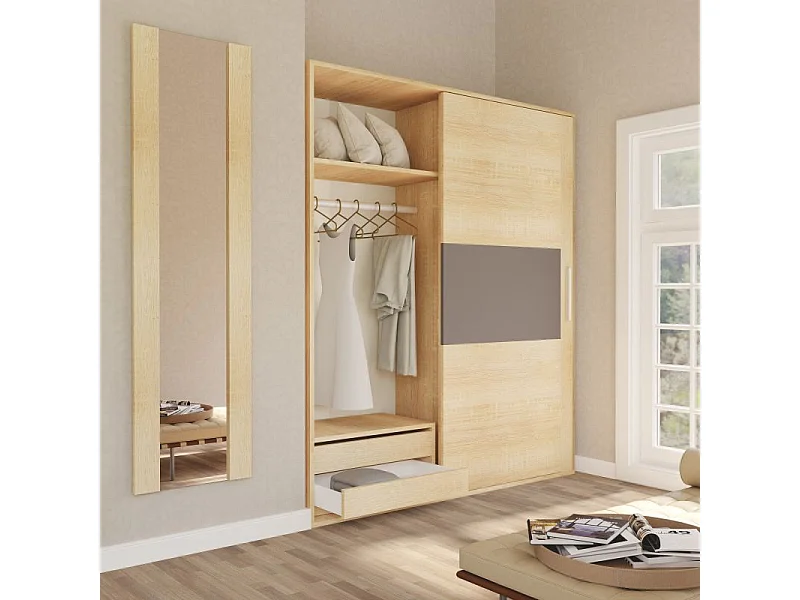 Armario 2 puertas correderas Uniq 180 Cambria - Grafito