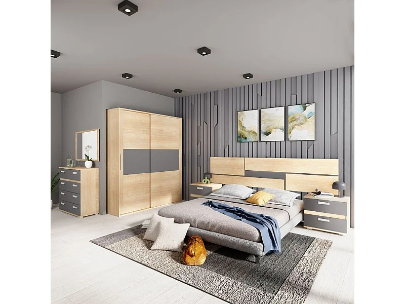 Armario 2 puertas correderas Uniq 180 Cambria - Grafito