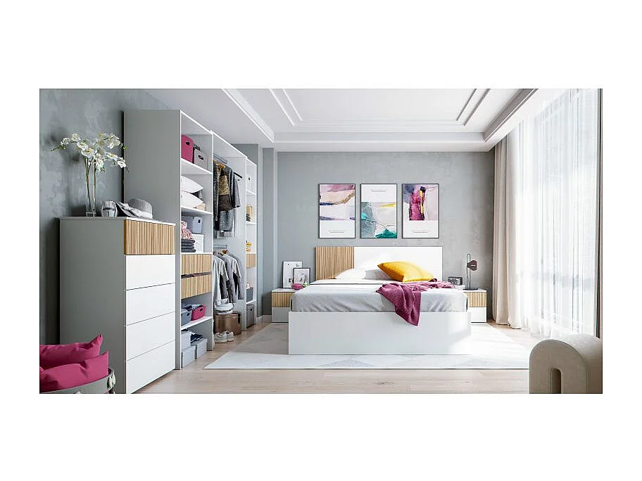 Dressing de chambre Ethna Blanc Artik/Natur Moderne 190x187x40 cm