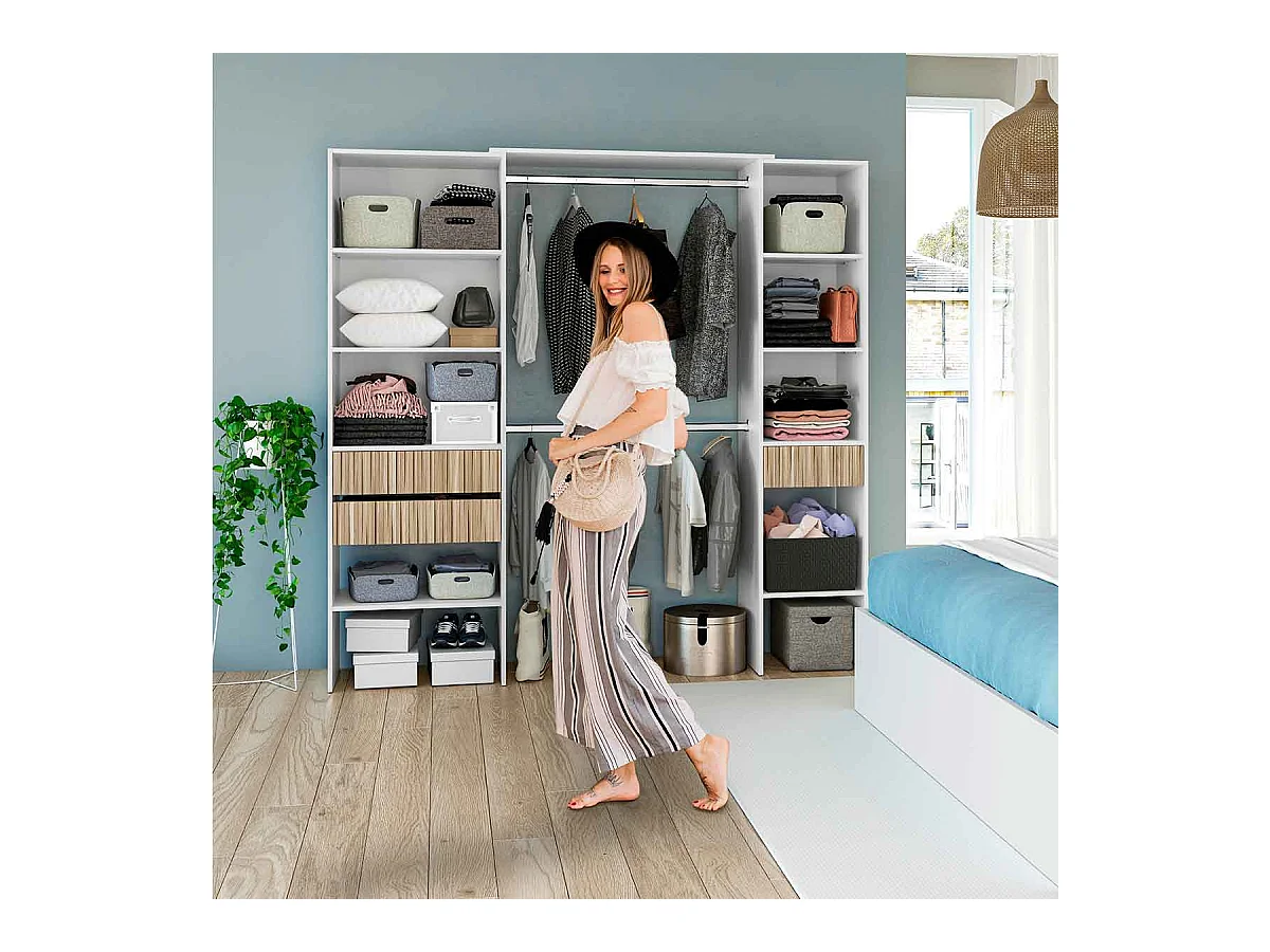 Dressing de chambre Ethna Blanc Artik/Natur Moderne 190x187x40 cm