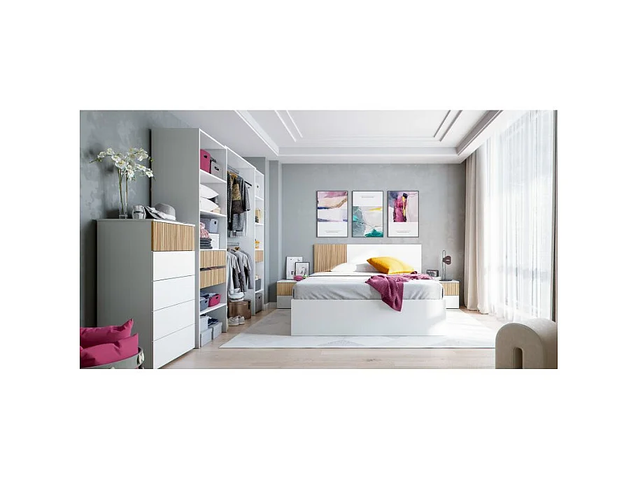 Dressing de chambre Ethna Blanc Artik/Natur Moderne 190x187x40 cm
