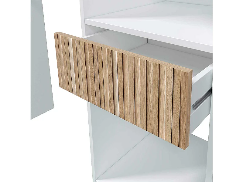 Armario vestidor Ethna 2 estanterías 3 cajones blanco/natural 187x190x40 cm