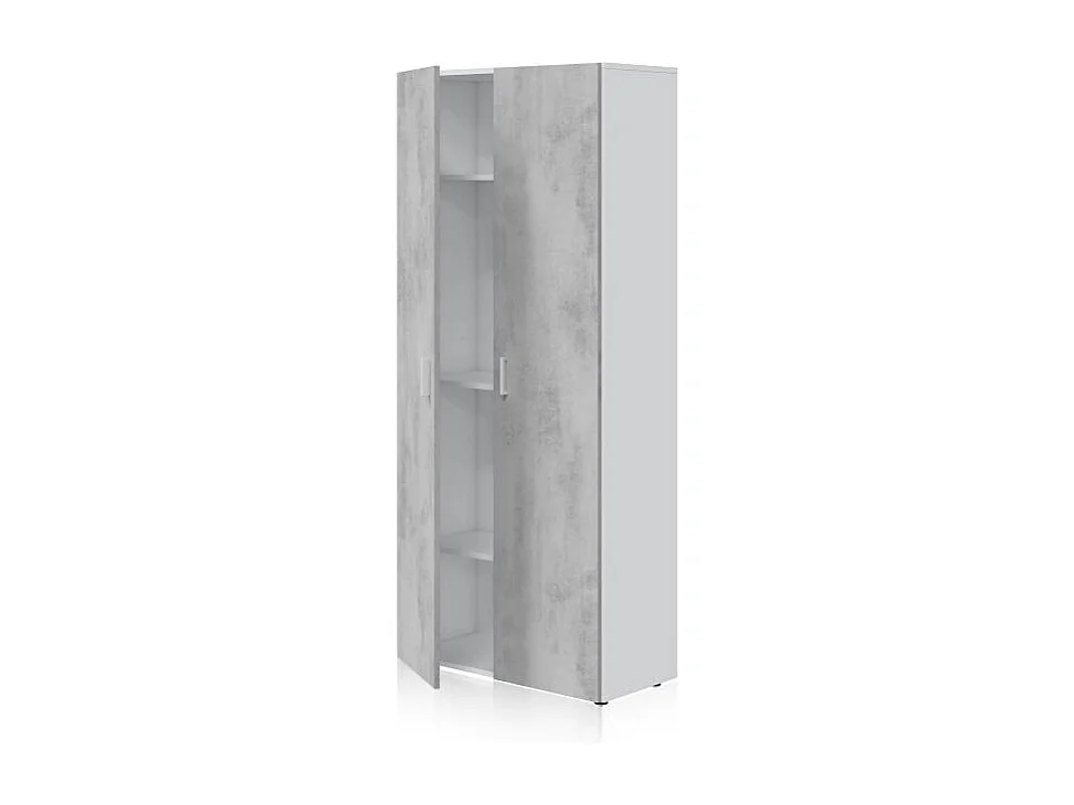Armario multiusos alto 2 puertas blanco Artik y gris cemento 182x80x37 cm