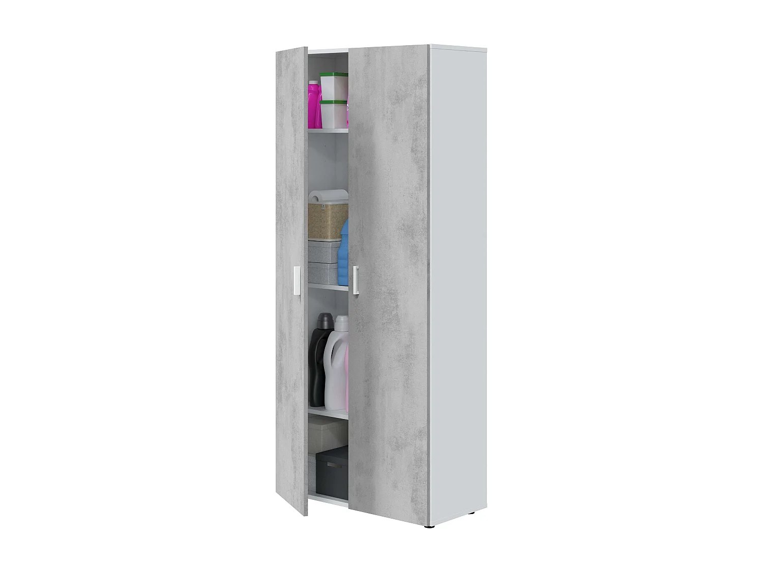 Armario multiusos alto 2 puertas blanco Artik y gris cemento 182x80x37 cm