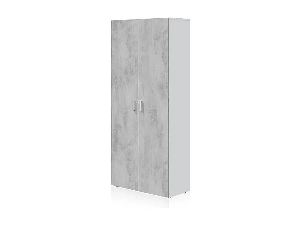 Armario multiusos alto 2 puertas blanco Artik y gris cemento 182x80x37 cm