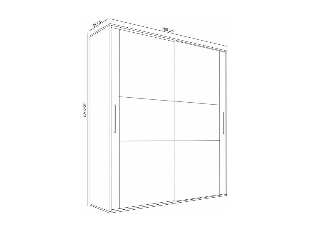 Armario 2 puertas correderas Uniq 180 Cambria - Blanco