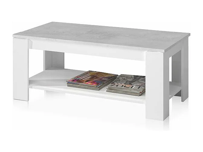 Mesa de centro elevable Ambit Blanco Artik (Blanco Mate) - Gris Cemento