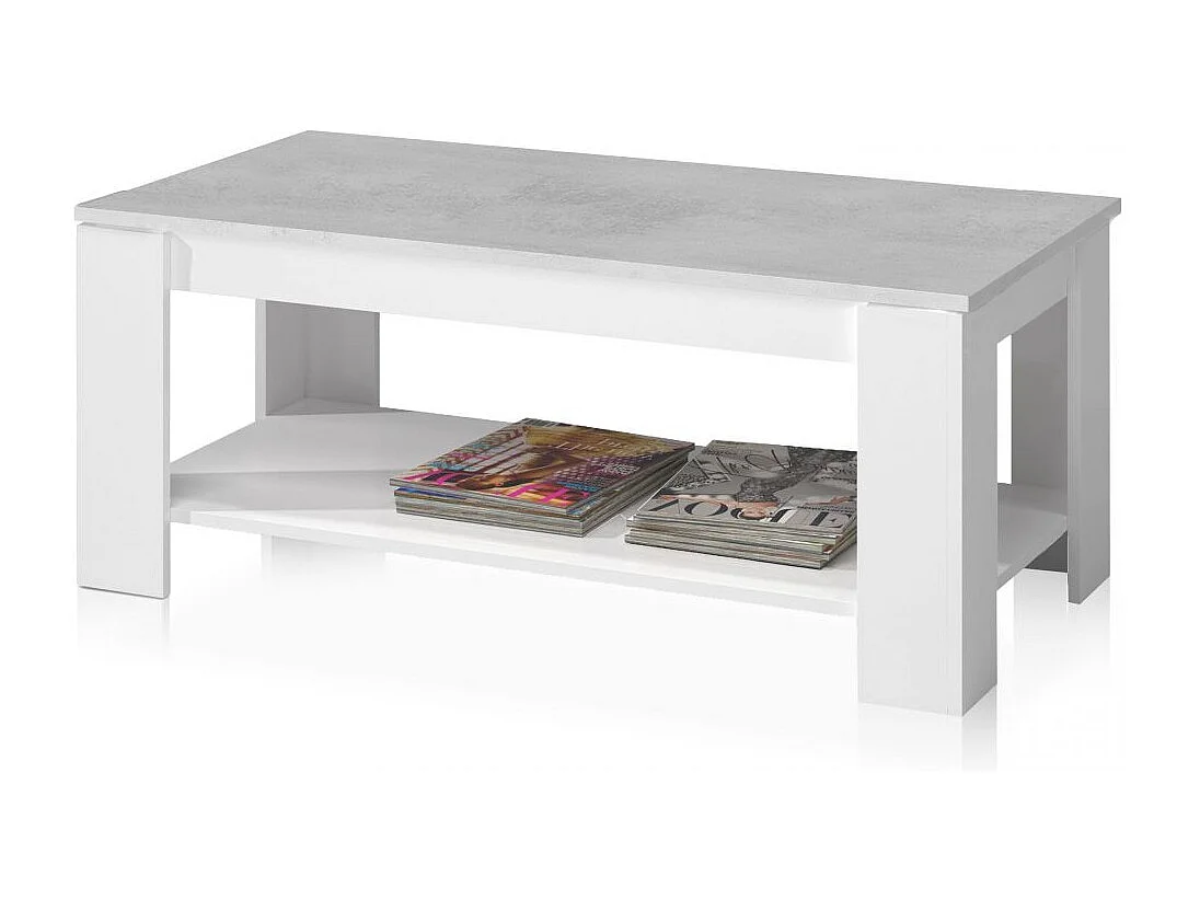 Mesa de centro elevable Ambit Blanco Artik (Blanco Mate) - Gris Cemento