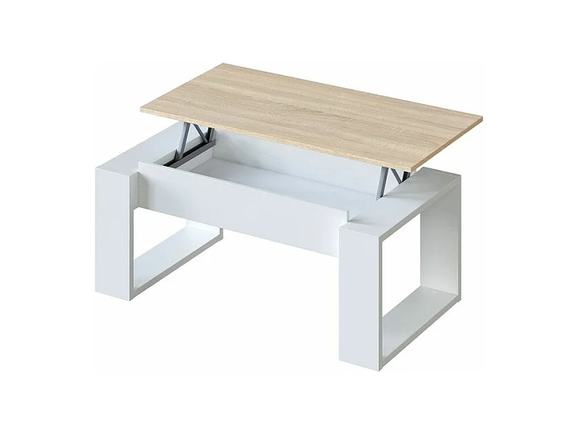 Mesa de centro elevable Nova Blanco Artik (Blanco Mate) - Roble Canadian