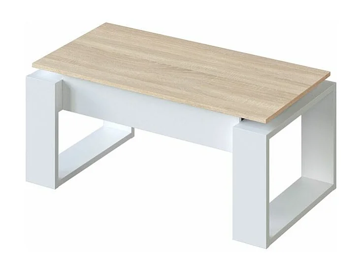 Mesa de centro elevable Nova Blanco Artik (Blanco Mate) - Roble Canadian