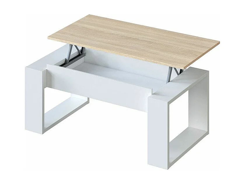 Mesa de centro elevable Nova Blanco Artik (Blanco Mate) - Roble Canadian