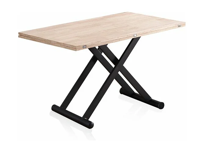 Mesa de centro elevable extensible Katia Negro - Roble