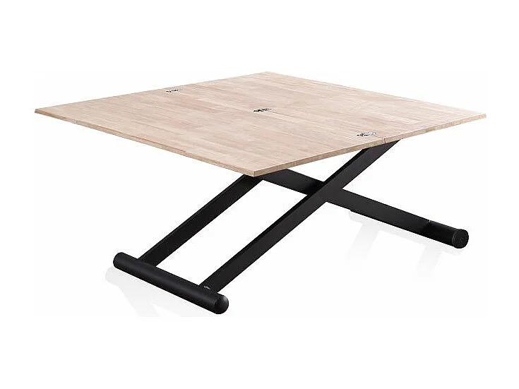 Mesa de centro elevable extensible Katia Negro - Roble