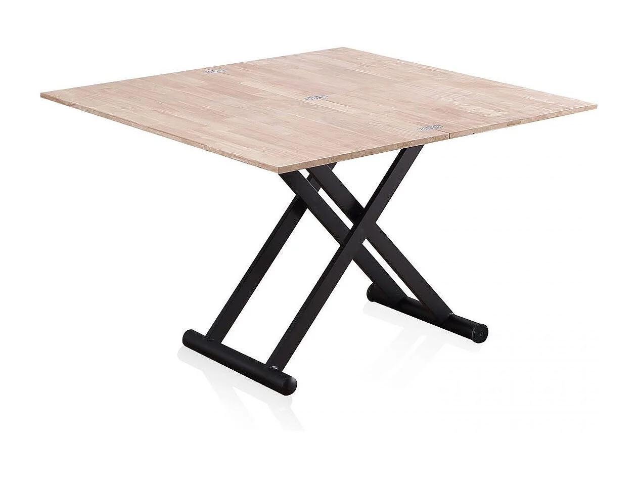 Mesa de centro elevable extensible Katia Negro - Roble