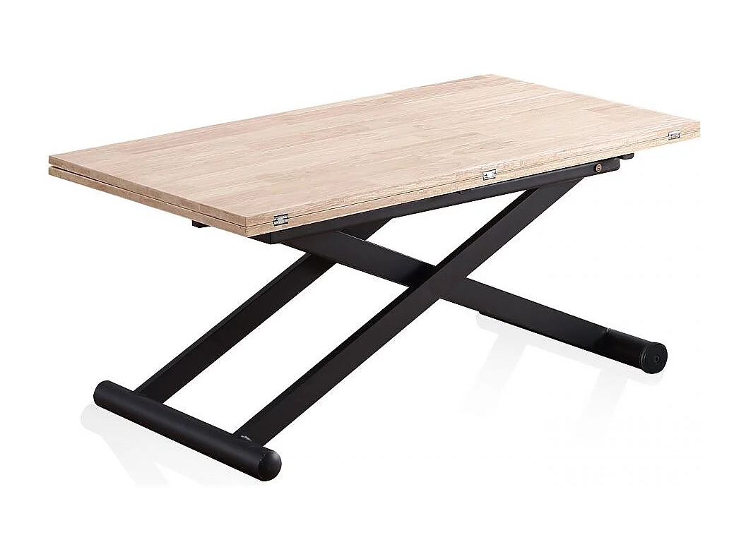 Mesa de centro elevable extensible Katia Negro - Roble