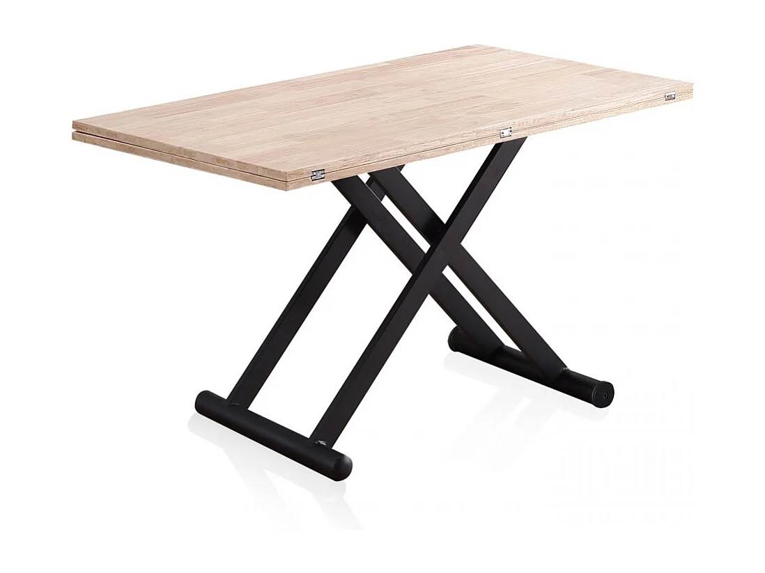 Mesa de centro elevable extensible Katia Negro - Roble