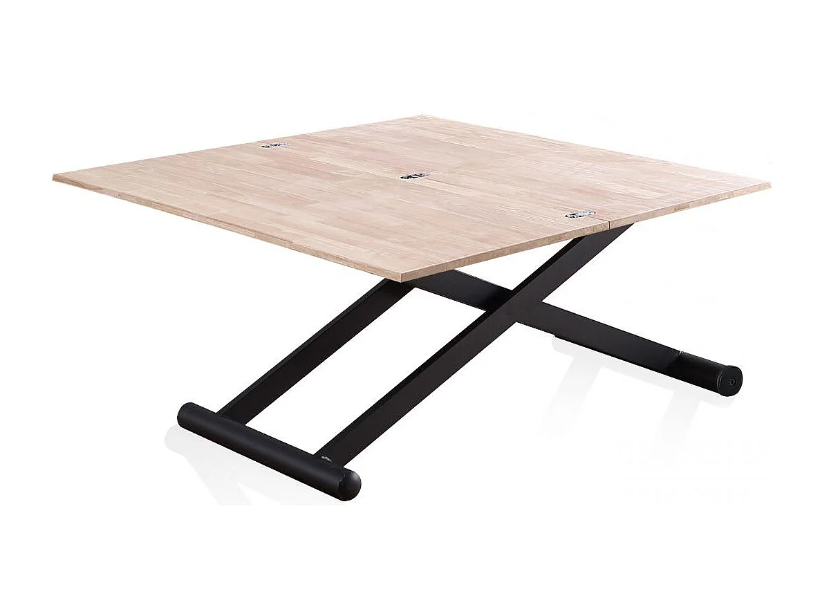 Mesa de centro elevable extensible Katia Negro - Roble