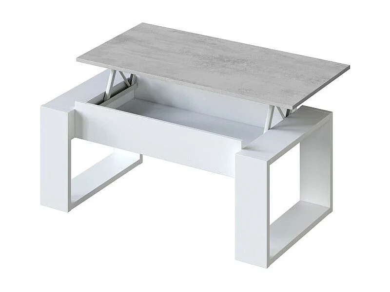 Mesa de centro elevable Nova Blanco Artik (Blanco Mate) - Gris Cemento
