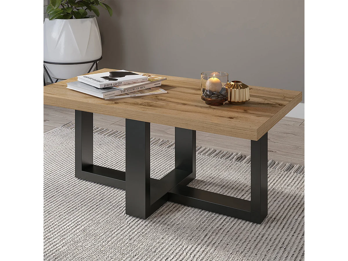 Table basse rectangle Ezgui Bois et Noir