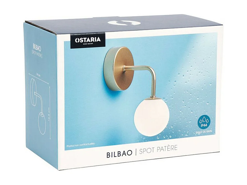 Spot patère doré boule en verre Bilbao Ostaria