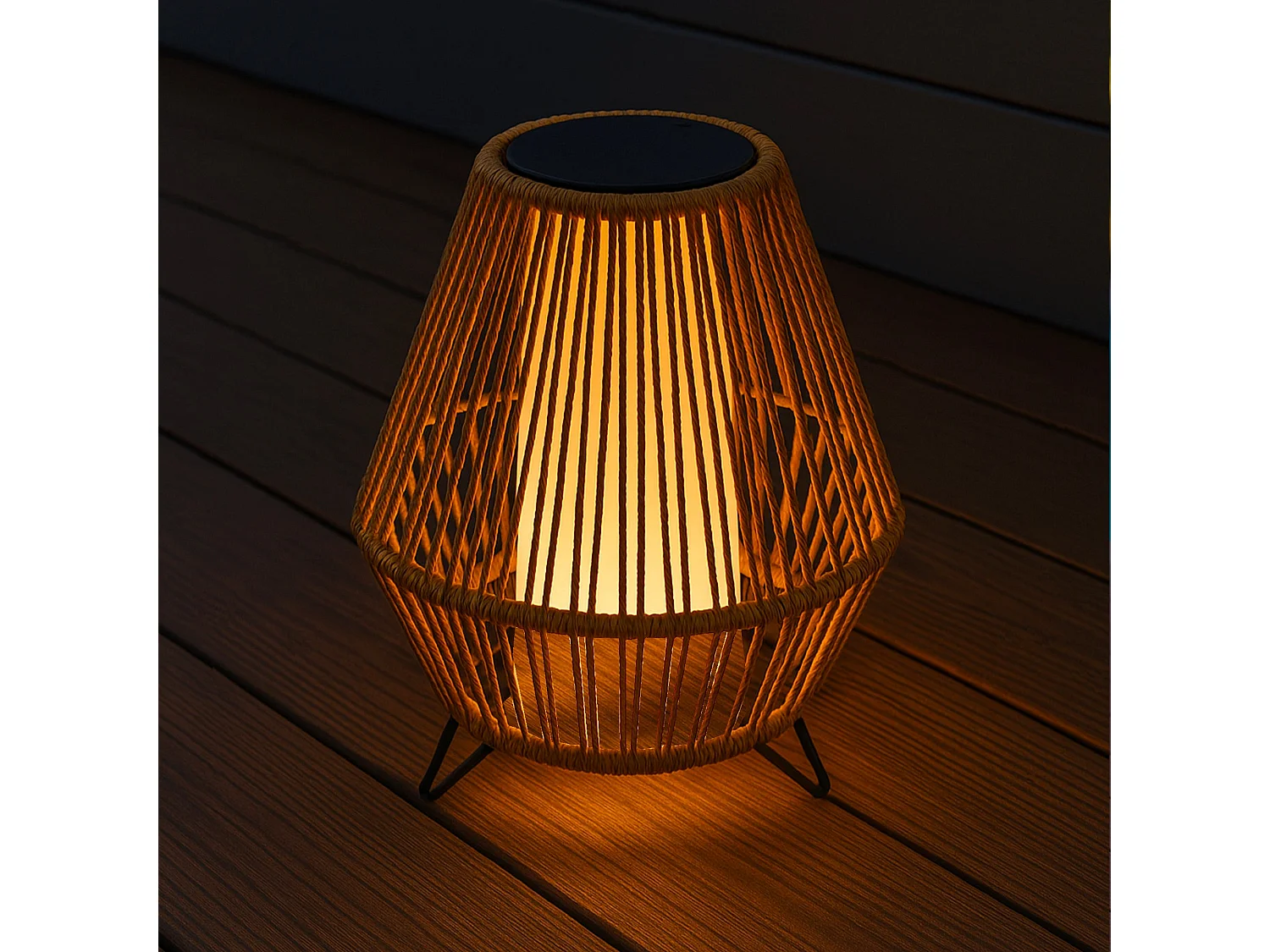 Lanterne solaire SALOMEA Beige Rotin 27x27x H40cm