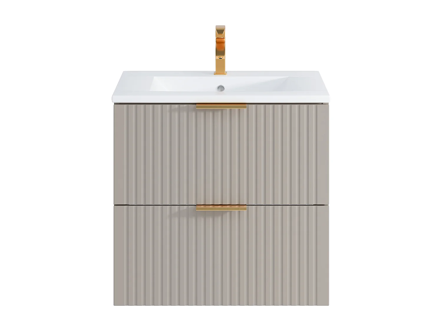 Hængt stribet badeværelsesmøbel med nedsænkningsvask - Beige - 60 cm - ZEVARA