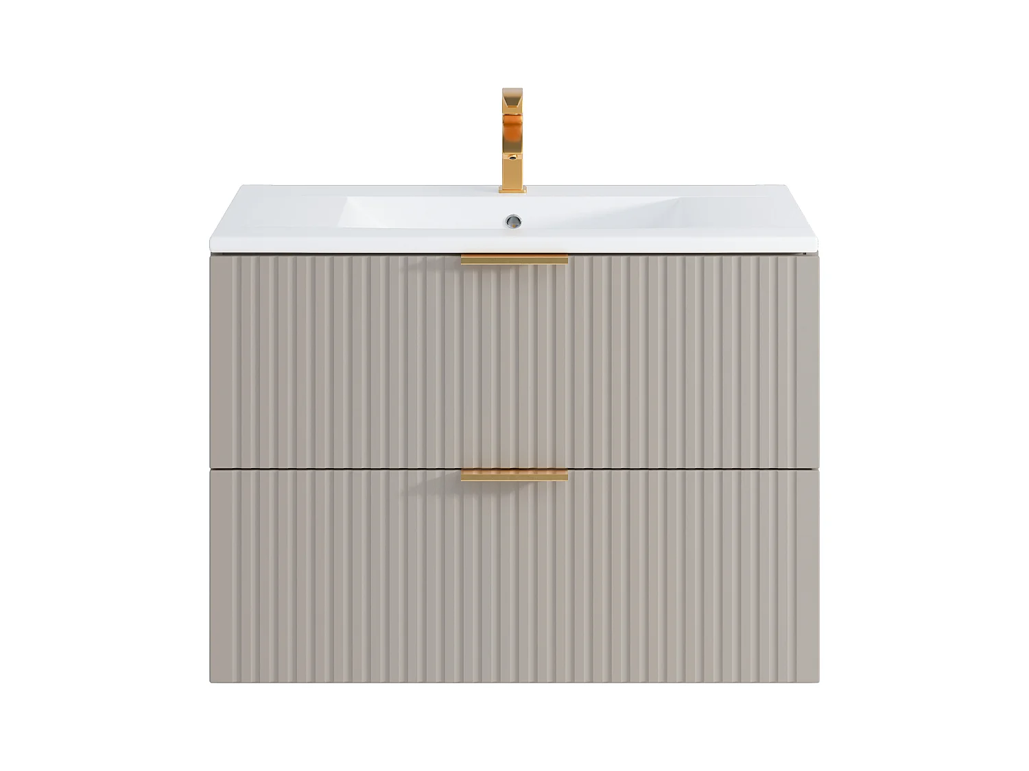 Mueble de baño suspendido con lavabo encastrado - Beige - 80 cm - ZEVARA