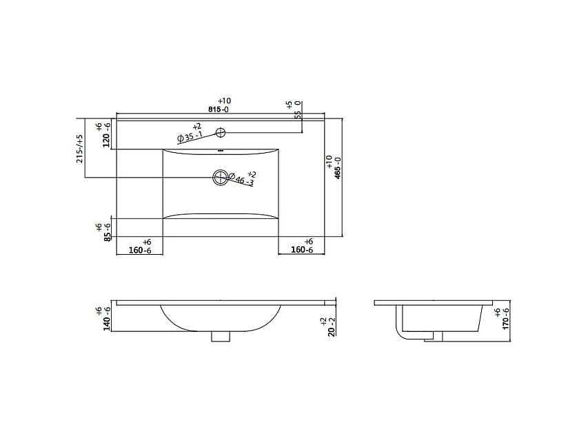 Mueble de baño suspendido con lavabo encastrado - Beige - 80 cm - ZEVARA
