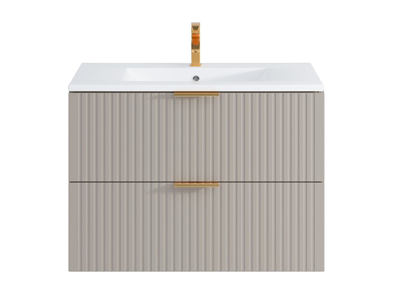 Baderomsmøbel med stribet beige mønster med servant, beige - 80 cm - ZEVARA