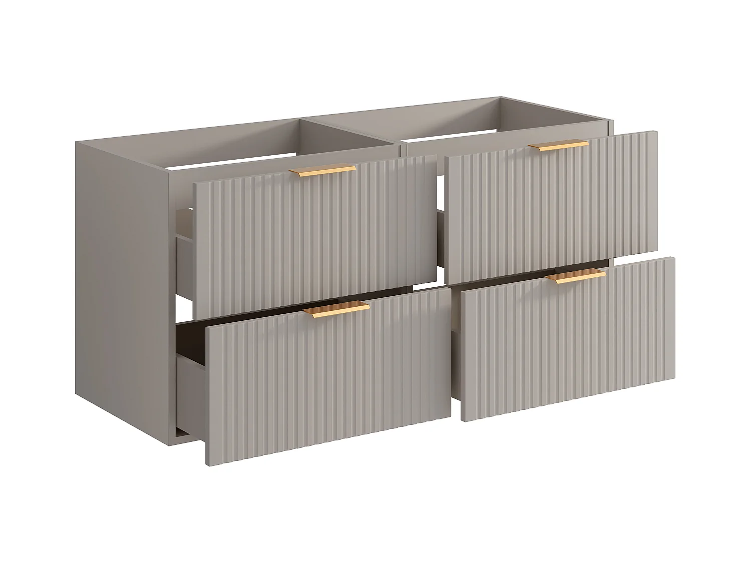 Geribbeld hangmeubel onder wastafel - Beige - L120 cm - ZEVARA