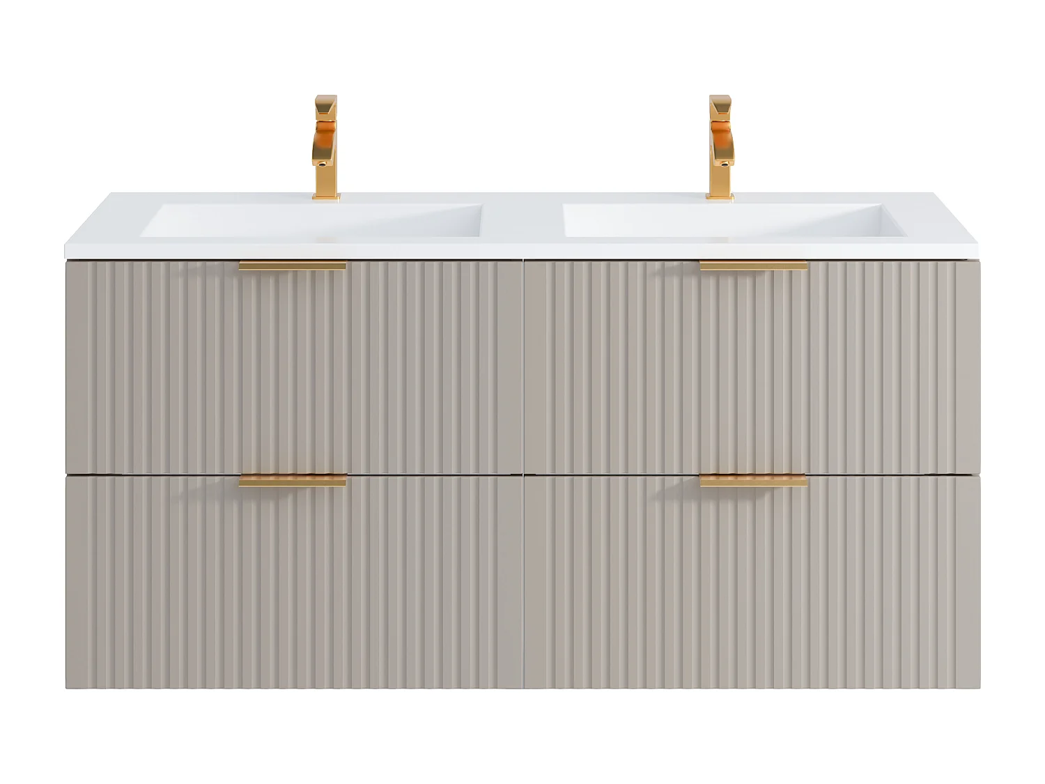 Waschbeckenunterschrank hängend mit Einbauwaschbecken - Streifenoptik - Beige - 120 cm - ZEVARA