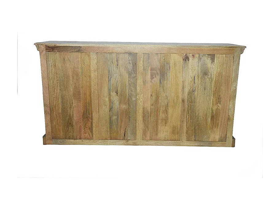 Buffet 2 portes coulissantes 6 tiroirs Dehli manguier et métal