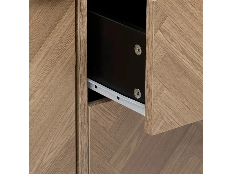 Buffet 2 Portes & 3 Tiroirs "Chevrons" 160cm Naturel & Noir