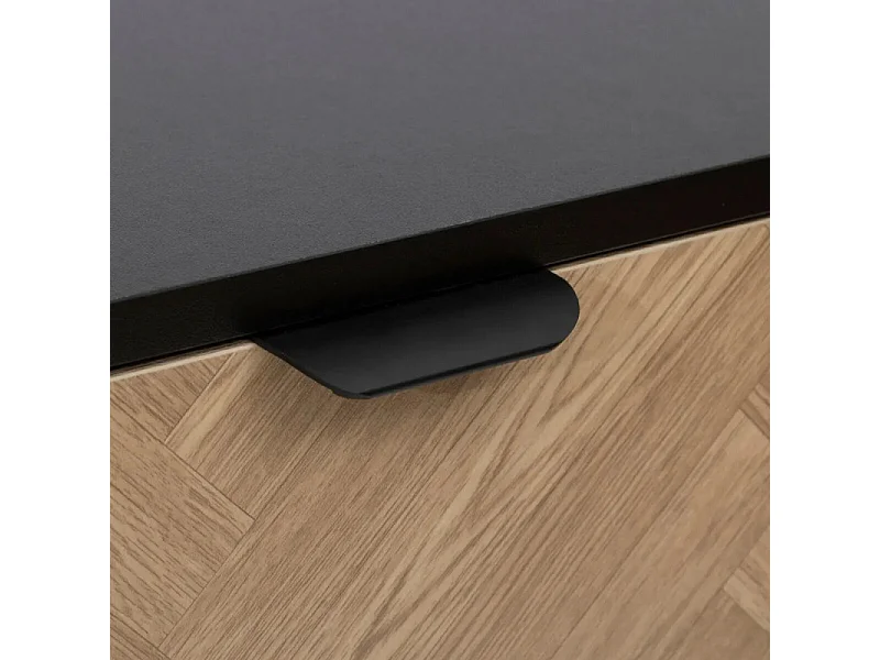 Buffet 2 Portes & 3 Tiroirs "Chevrons" 160cm Naturel & Noir