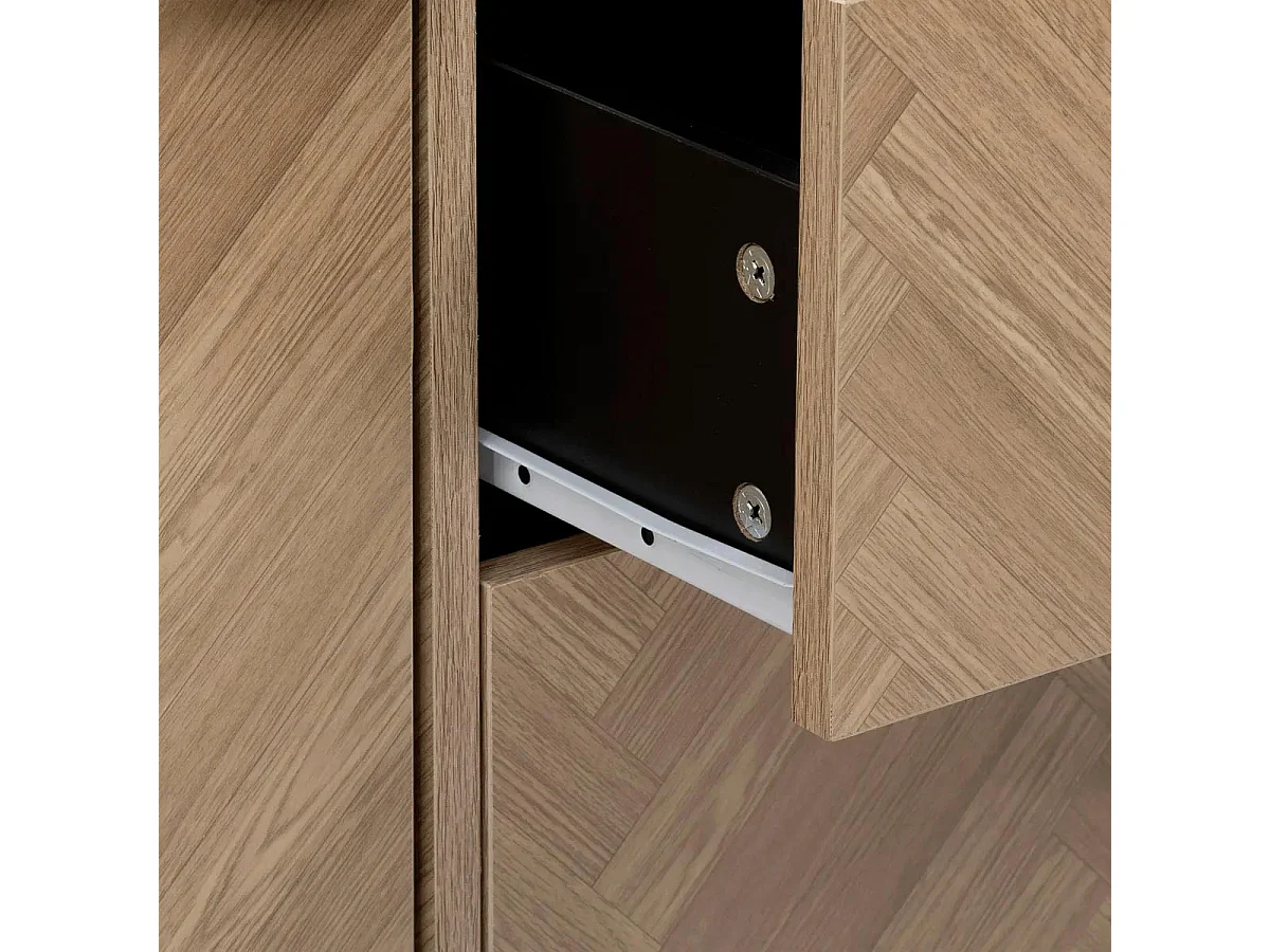Buffet 2 Portes & 3 Tiroirs "Chevrons" 160cm Naturel & Noir