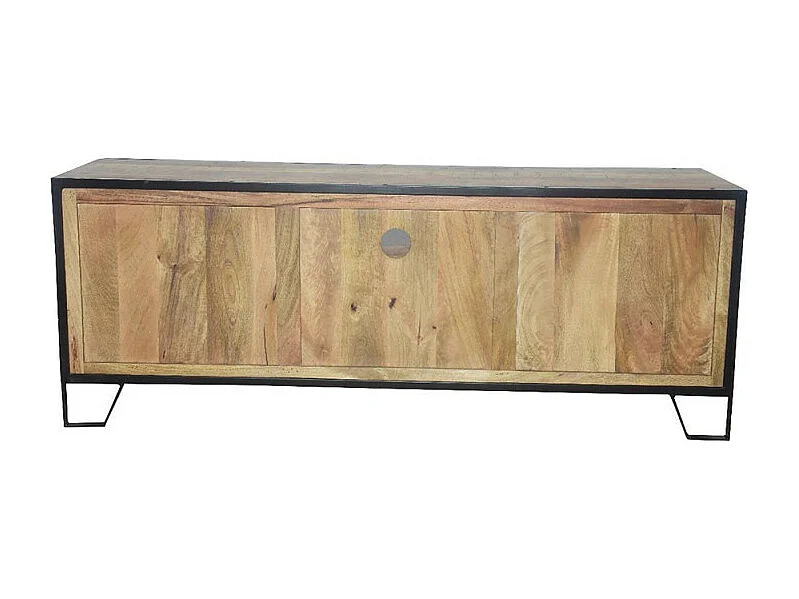 Meuble TV 2 portes 1 tiroir Manille manguier et métal