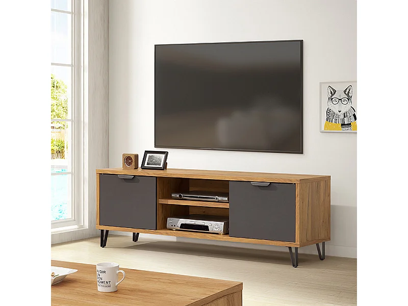 Meuble TV 2 portes 2 niches Harry