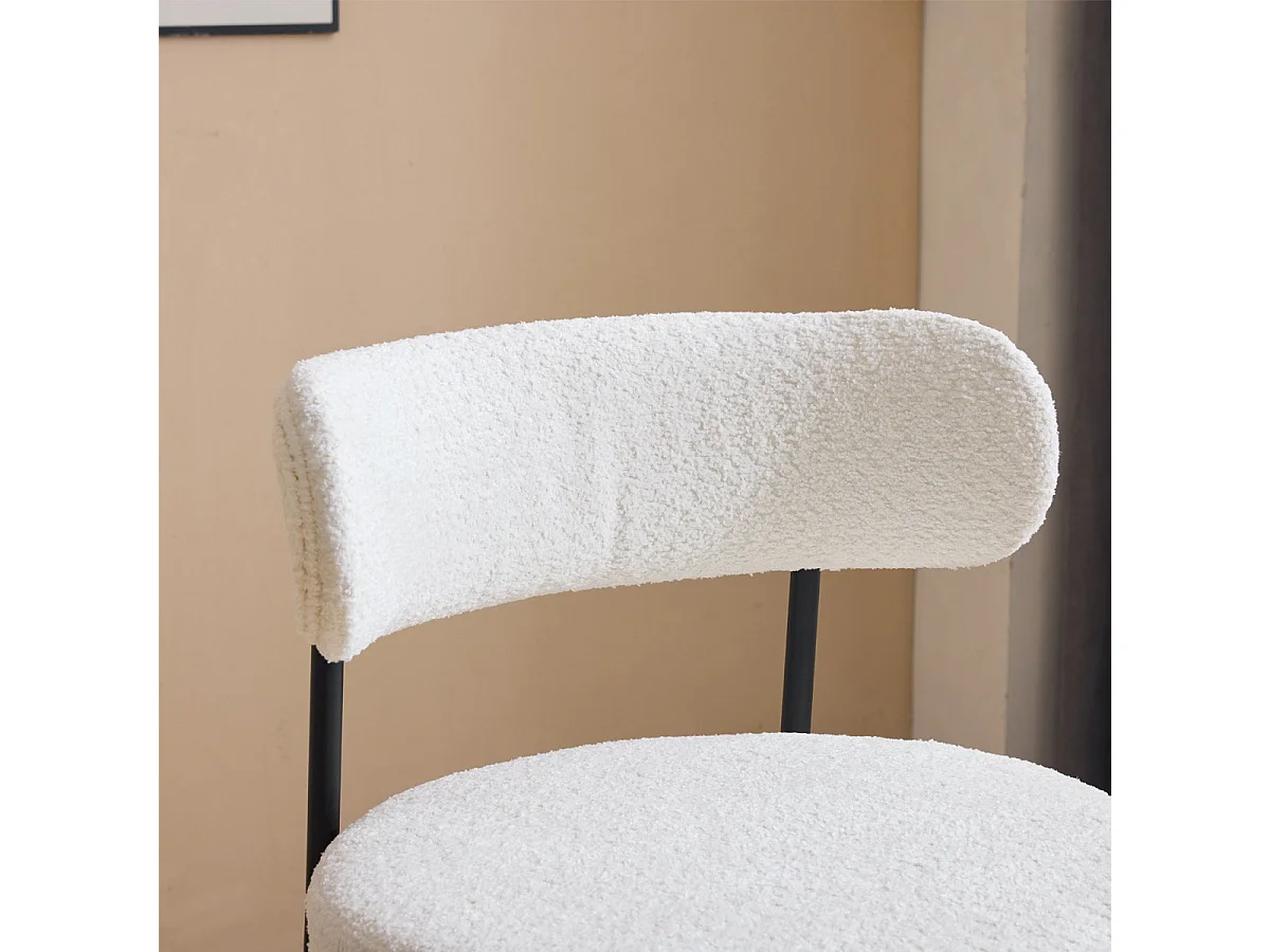 Lot de 2 tabourets de bar en tissu bouclé beige - Evora