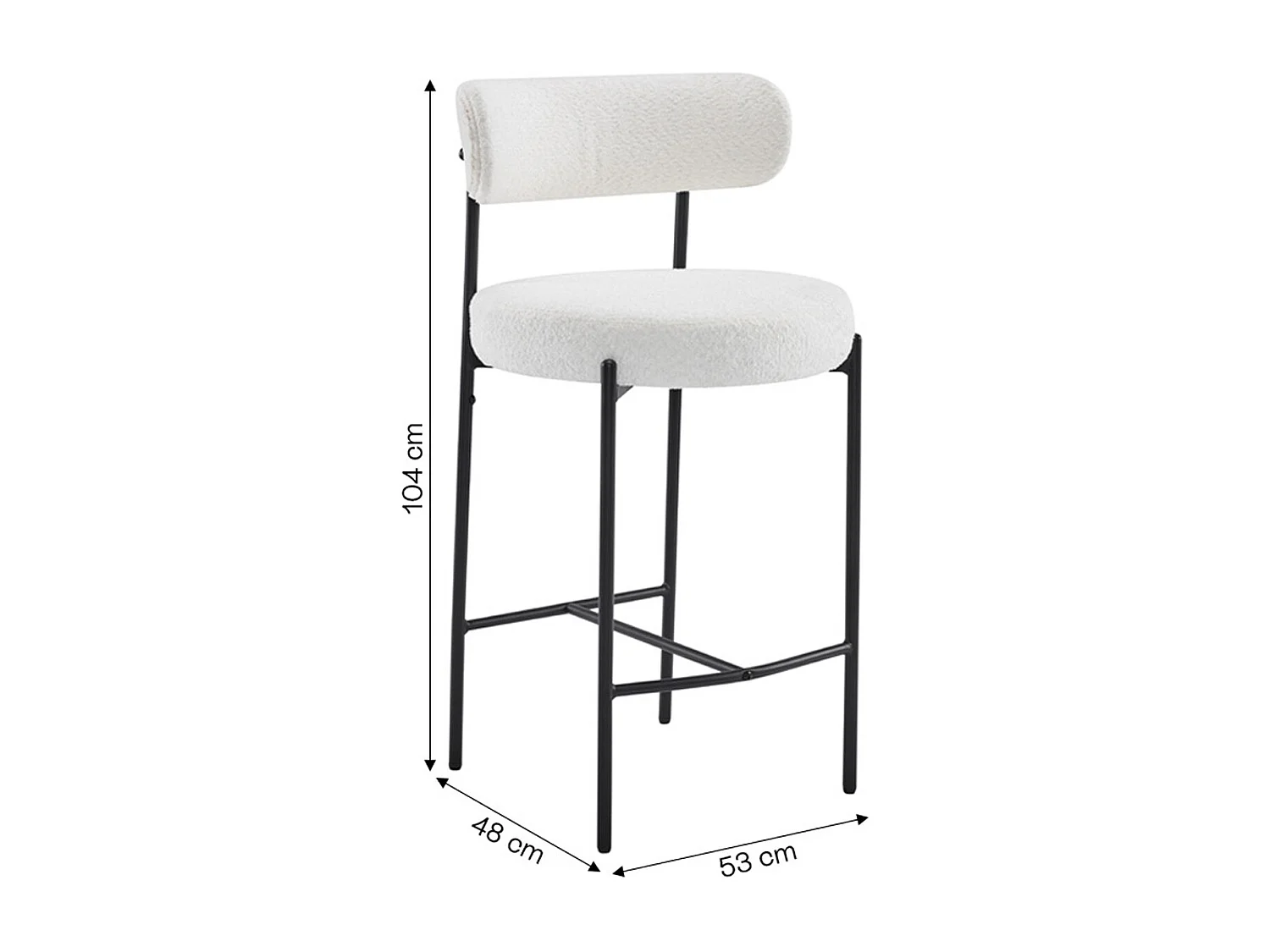 Lot de 2 tabourets de bar en tissu bouclé beige - Evora