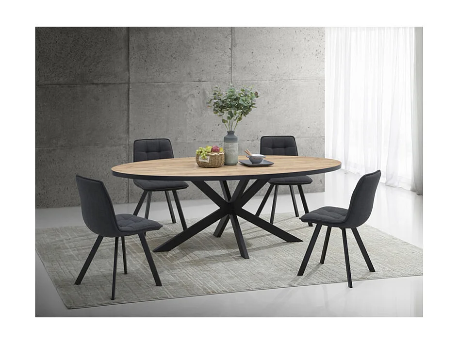 Table à manger 220 x 110 cm ovale pieds étoile Lio
