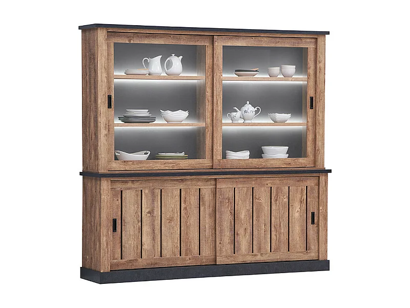 Vaisselier 2 + 2 portes avec éclairage Edouard