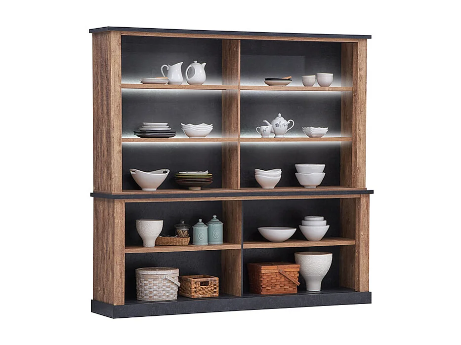 Vaisselier 2 + 2 portes avec éclairage Edouard