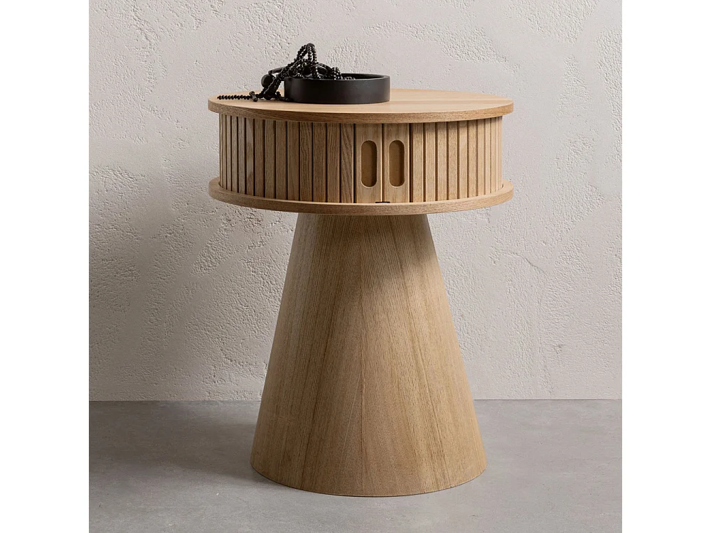 Karri - Table de chevet 2 portes coulissantes en bois - Bois clair