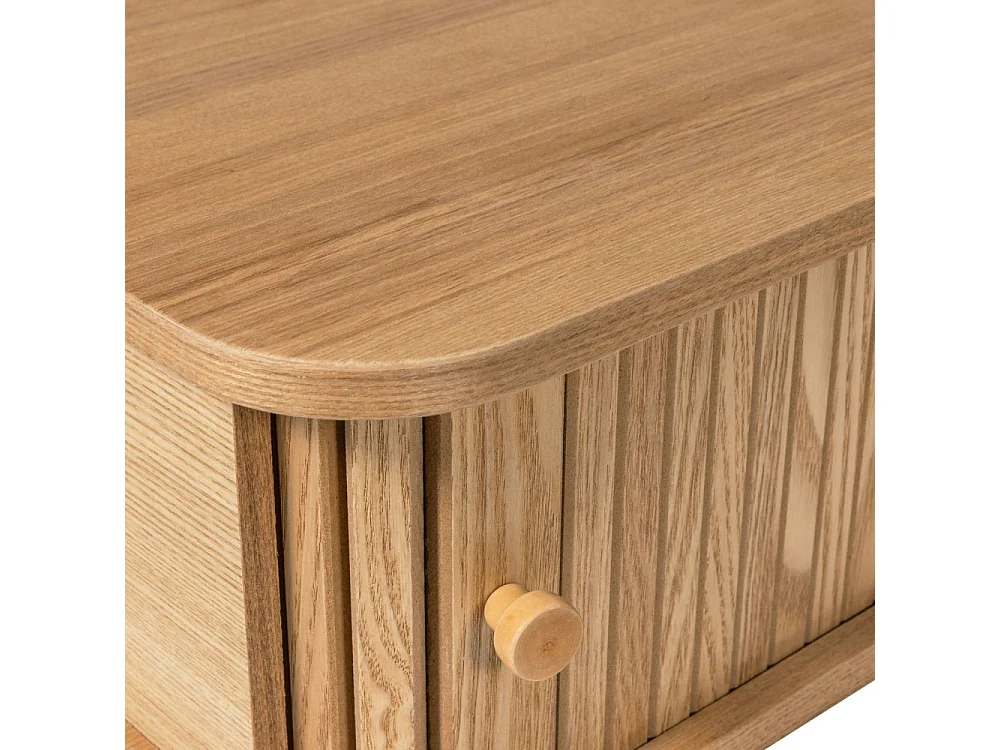 Jena - Table de chevet suspendue 1 porte coulissante en bois - Bois clair