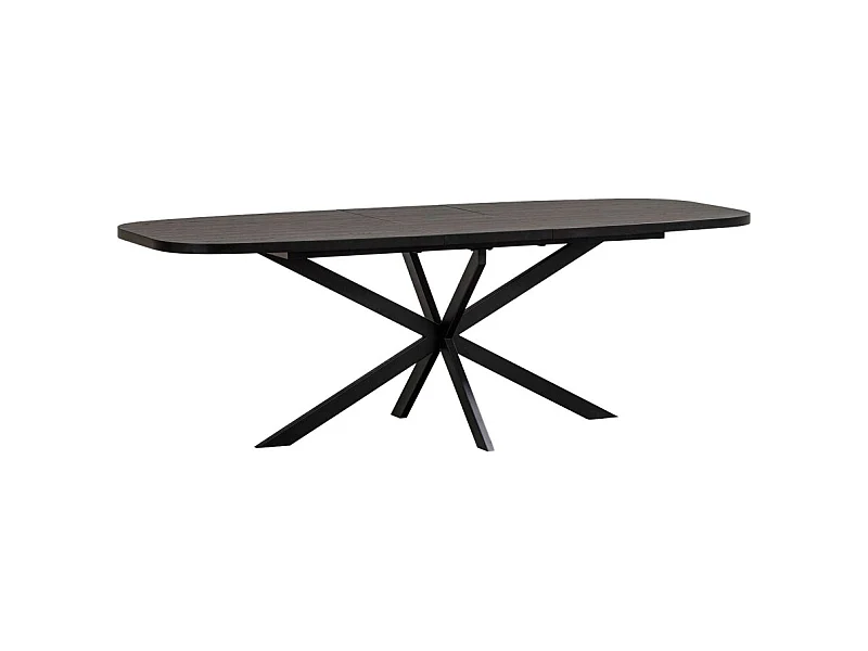 Arros - Table à manger extensible ovale 8 à 10 personnes en bois et métal - Noir