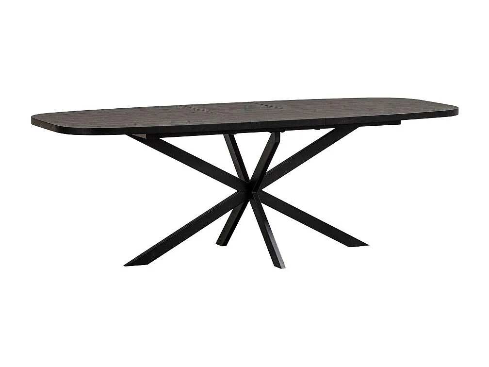 Arros - Table à manger extensible ovale 8 à 10 personnes en bois et métal - Noir